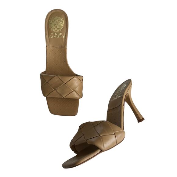 Vince Camuto Women's Brelanie Tan Braided Leather Strap Sandals Size 8 - Picture 1 of 8